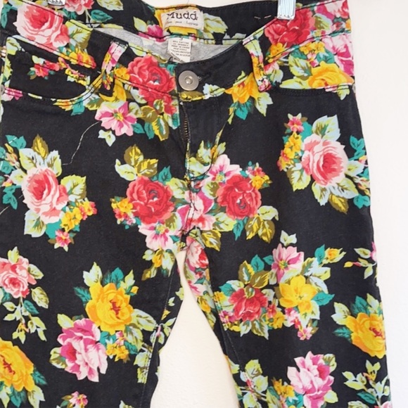 Y2k Mudd Floral black jeans 3 - Picture 1 of 7